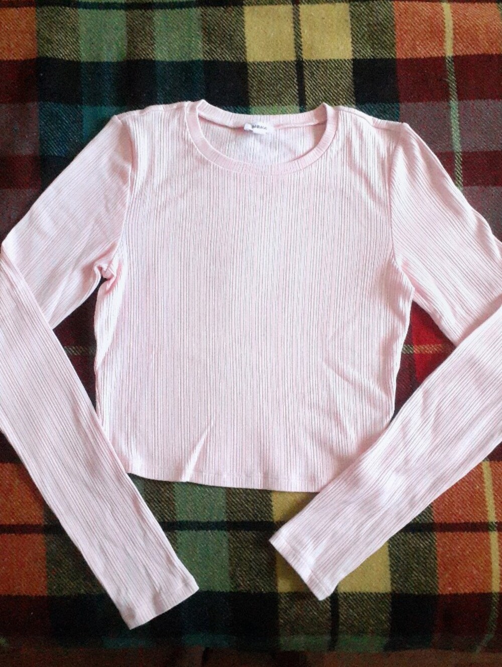 Garage S Light Pink Ribbed Crop Top